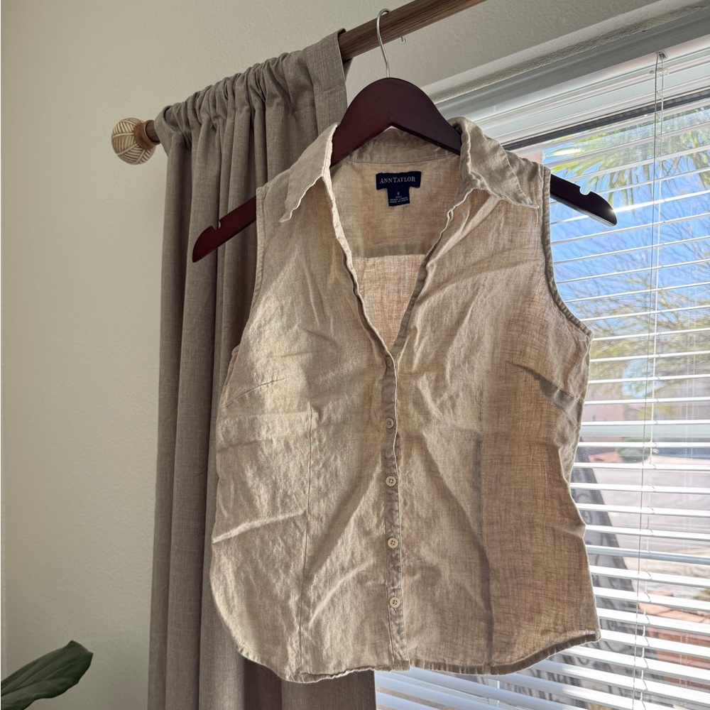 Ann Taylor Beige Linen Shirt
